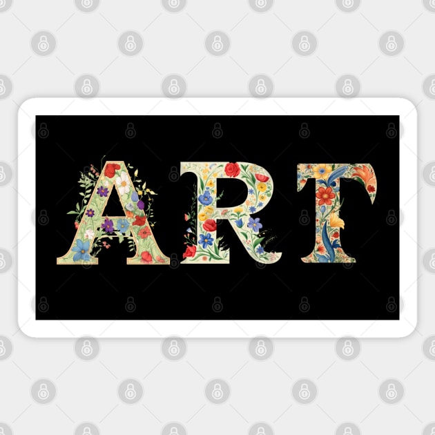 Floral ART Typography Magnet by TooplesArt